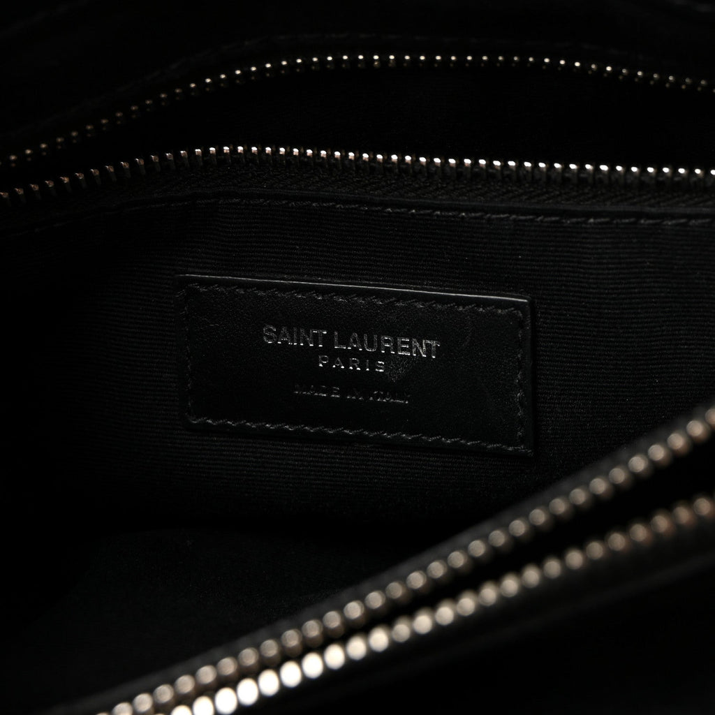 Calfskin Y Quilted Monogram Medium Loulou Chain Satchel Black