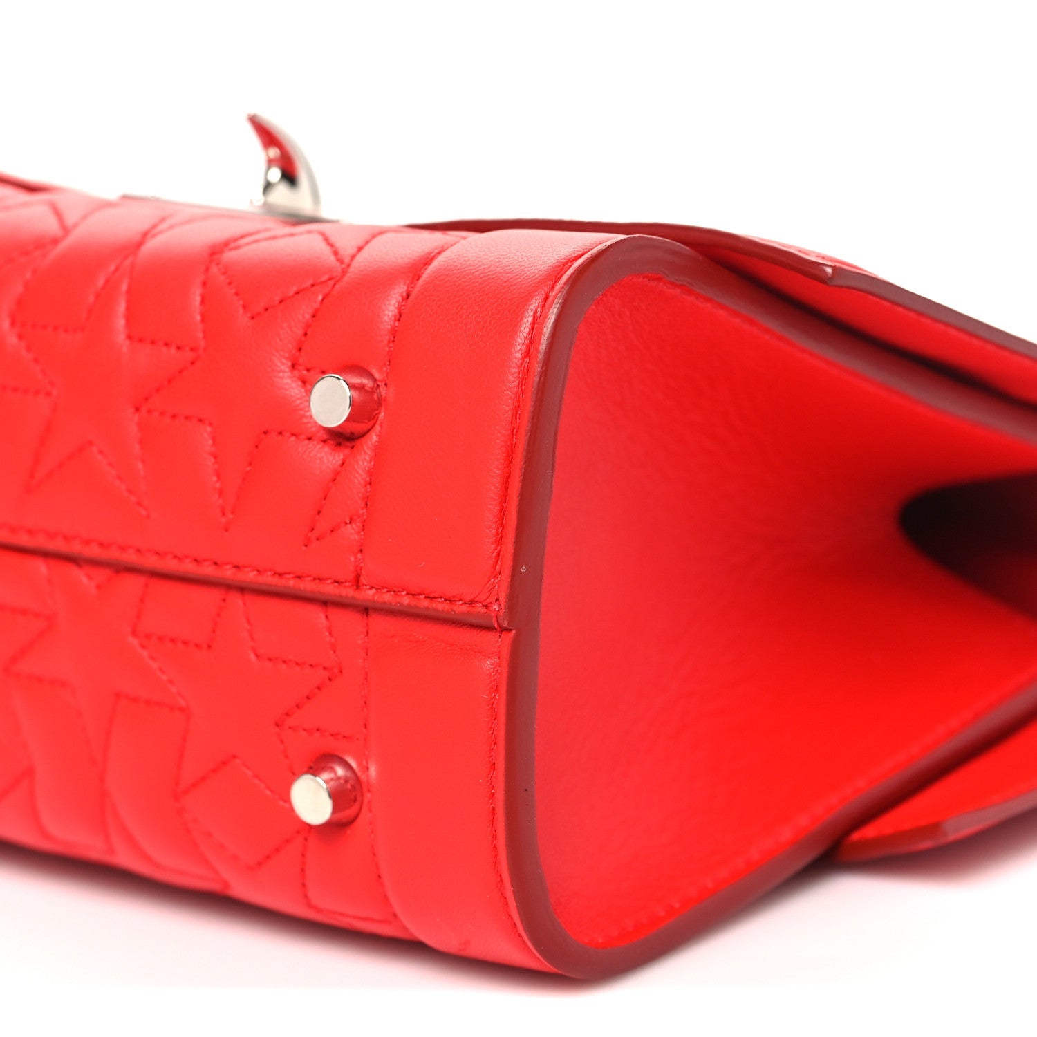 Calfskin Star Quilted Mini Shark Lock Satchel Medium Red