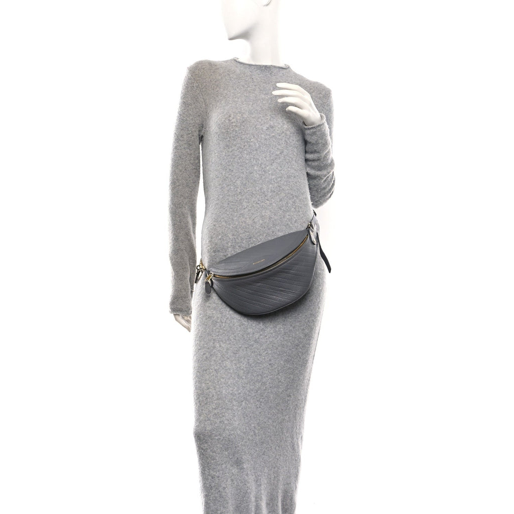 Shiny Goatskin Allover Logo Embossed XS Souvenir Belt Bag Gris