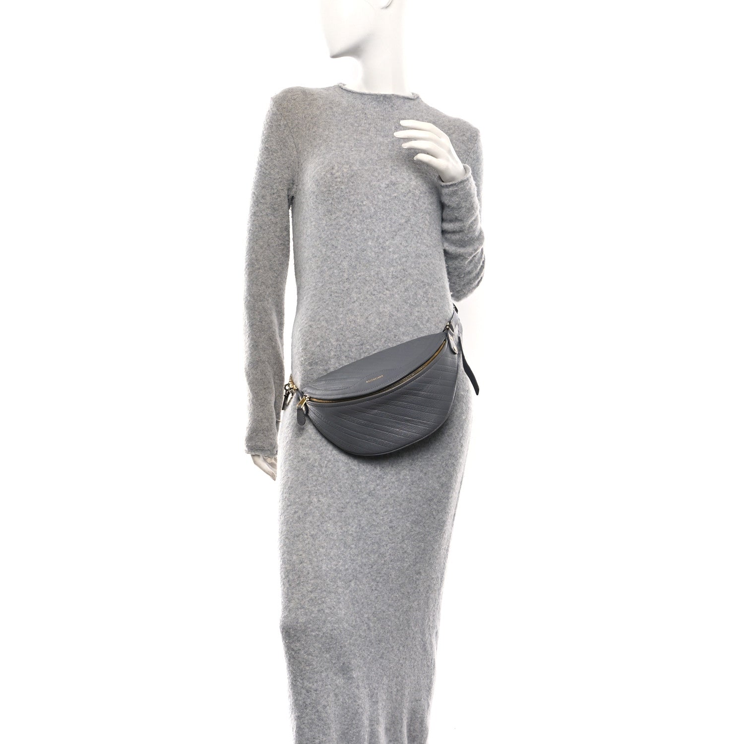 Shiny Goatskin Allover Logo Embossed XS Souvenir Belt Bag Gris