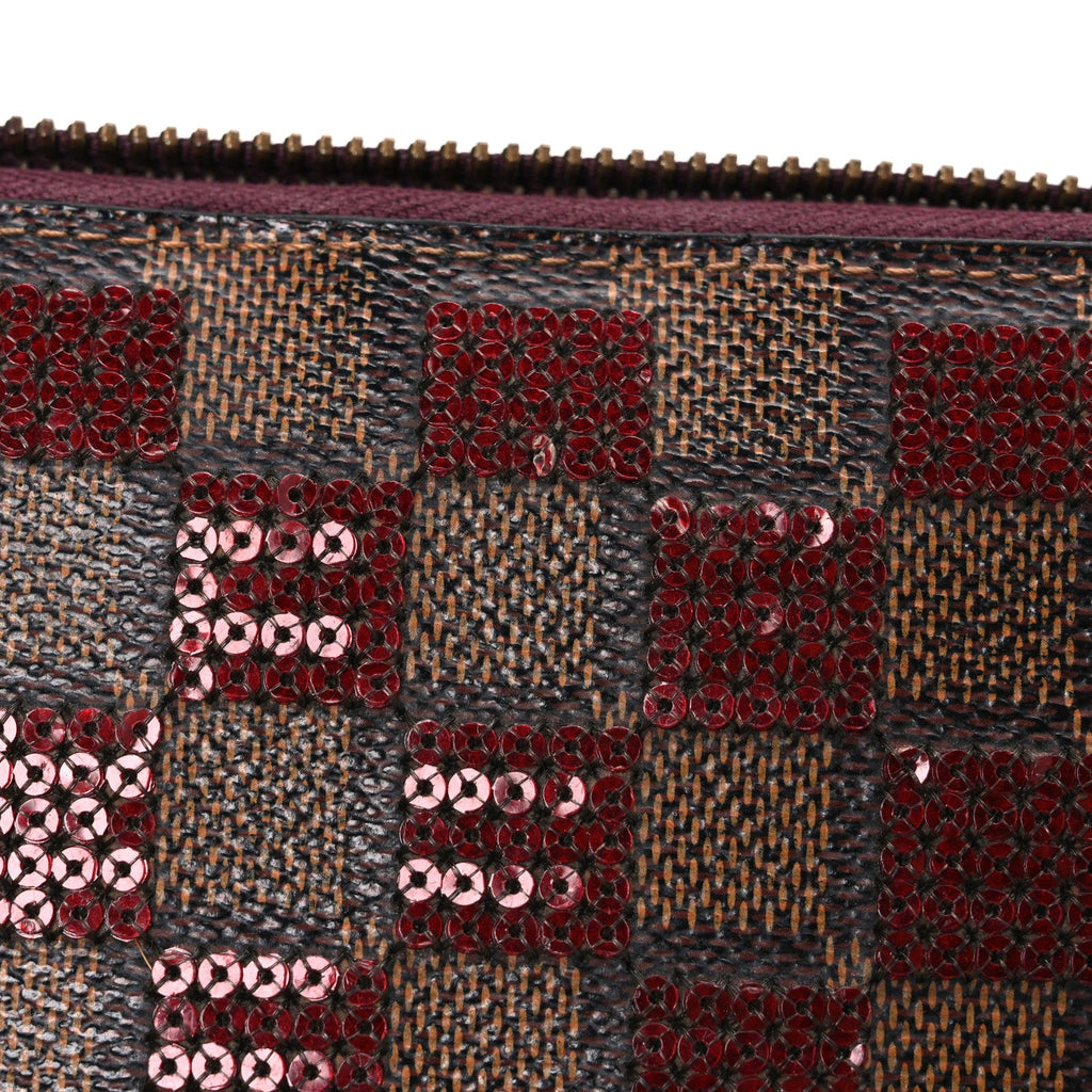 Damier Paillettes Zippy Wallet Red