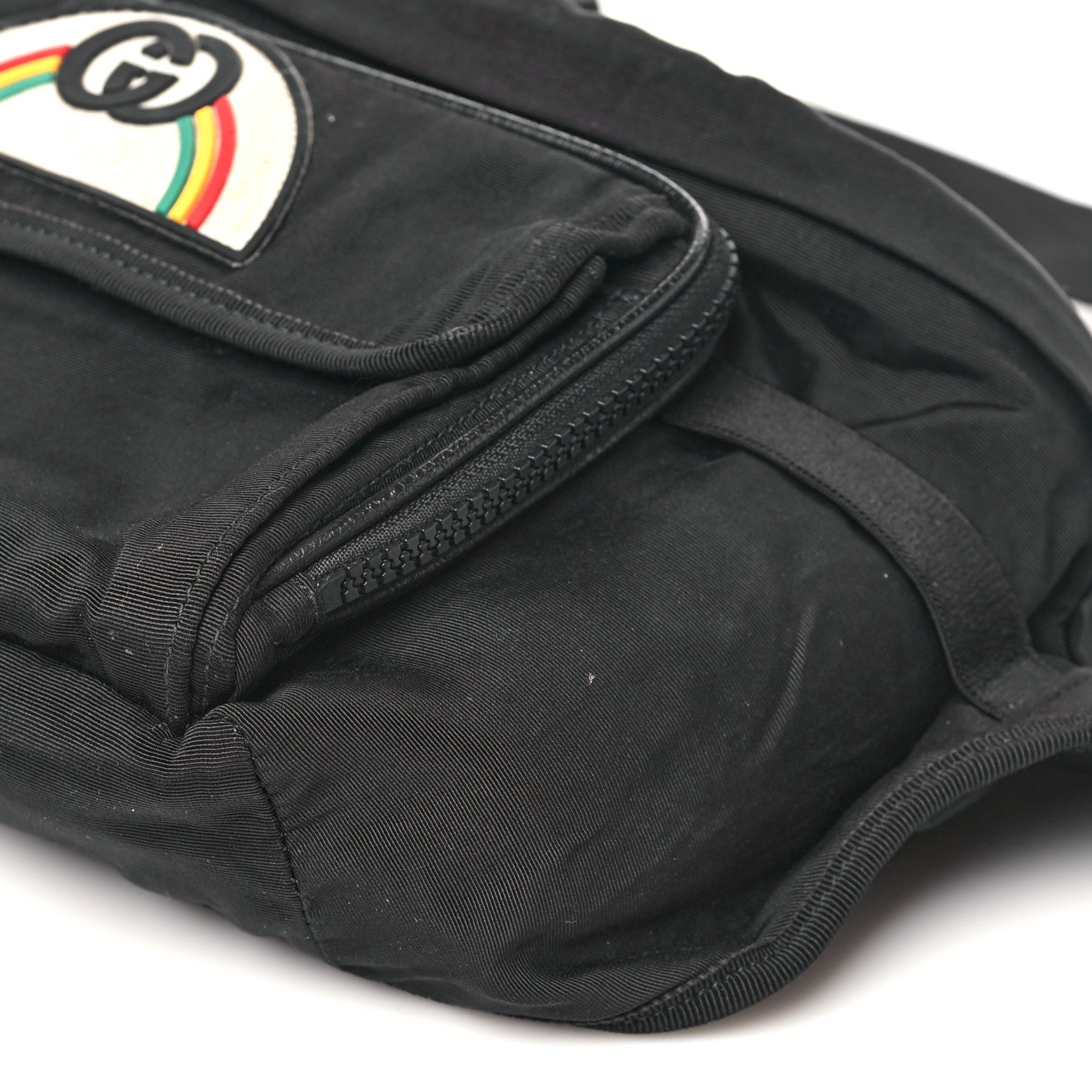 Nylon Retro Patch Convertible Belt Bag Black