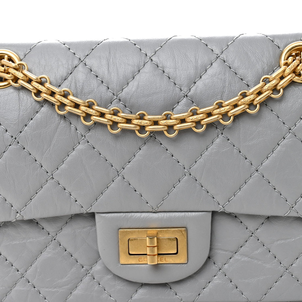 Aged Calfskin Quilted 2.55 Reissue Mini Flap Grey