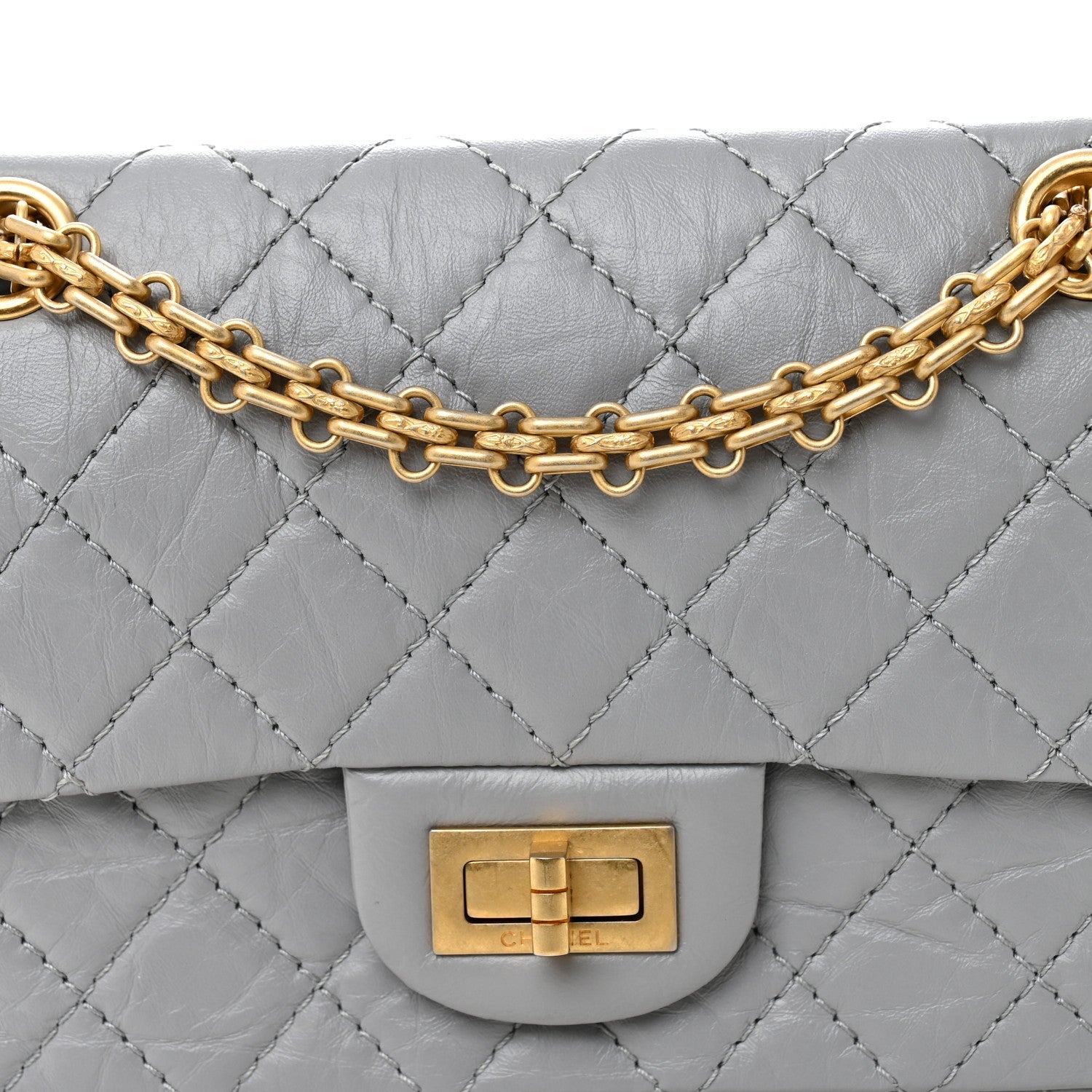 Aged Calfskin Quilted 2.55 Reissue Mini Flap Grey