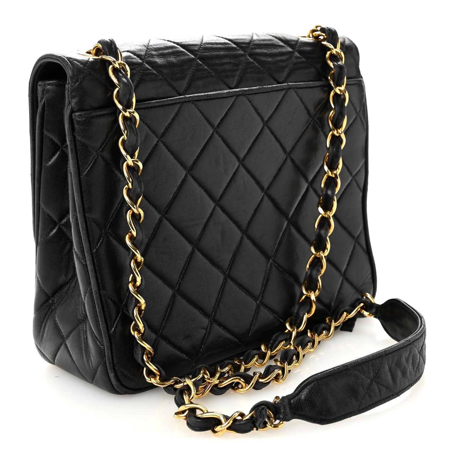 Lambskin Quilted Medium Single Flap Black