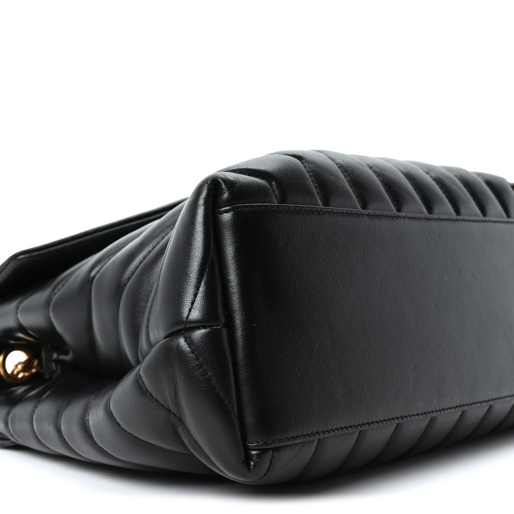Calfskin Y Quilted Monogram Medium Loulou Chain Satchel Black