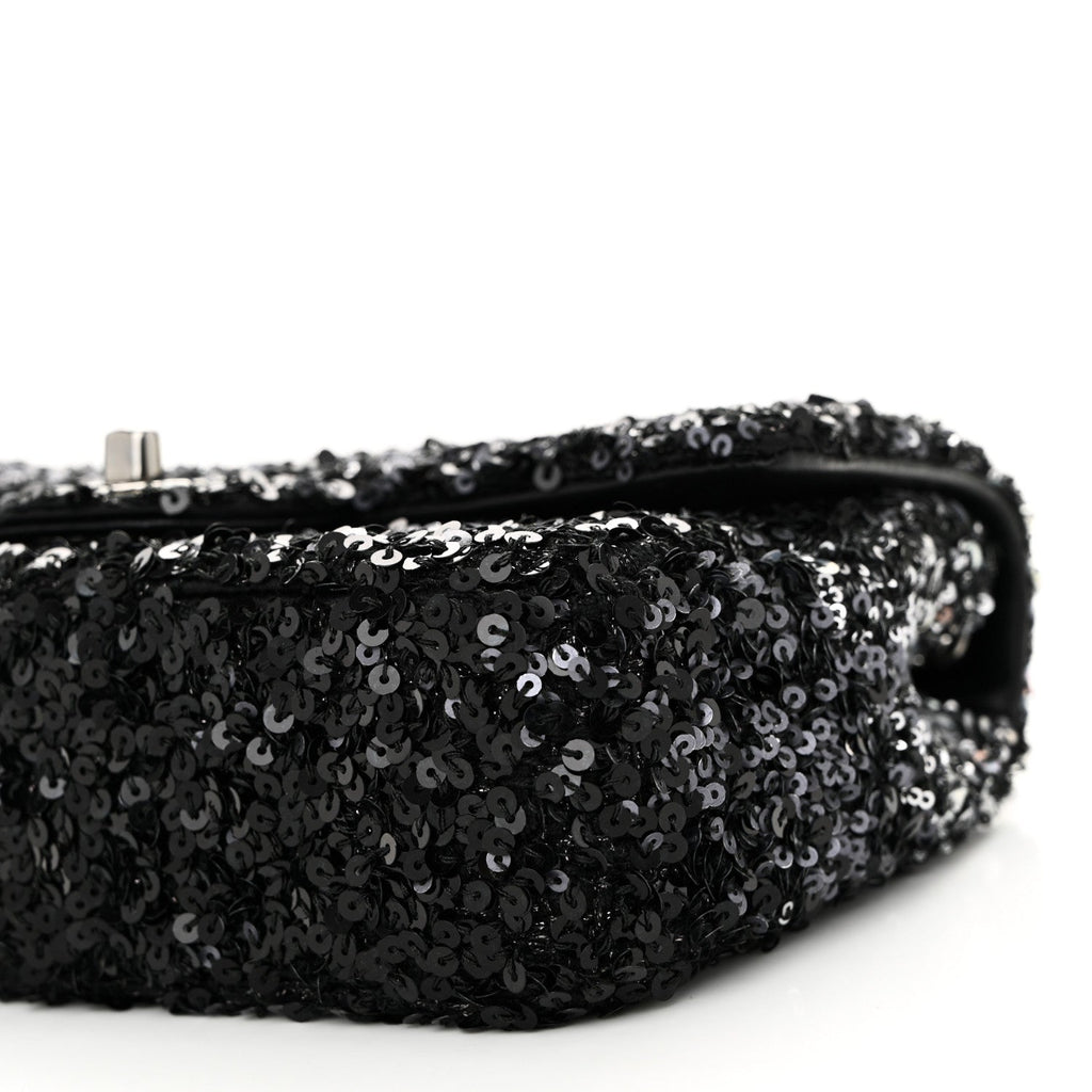 Shaded Sequins Mini Flap Black