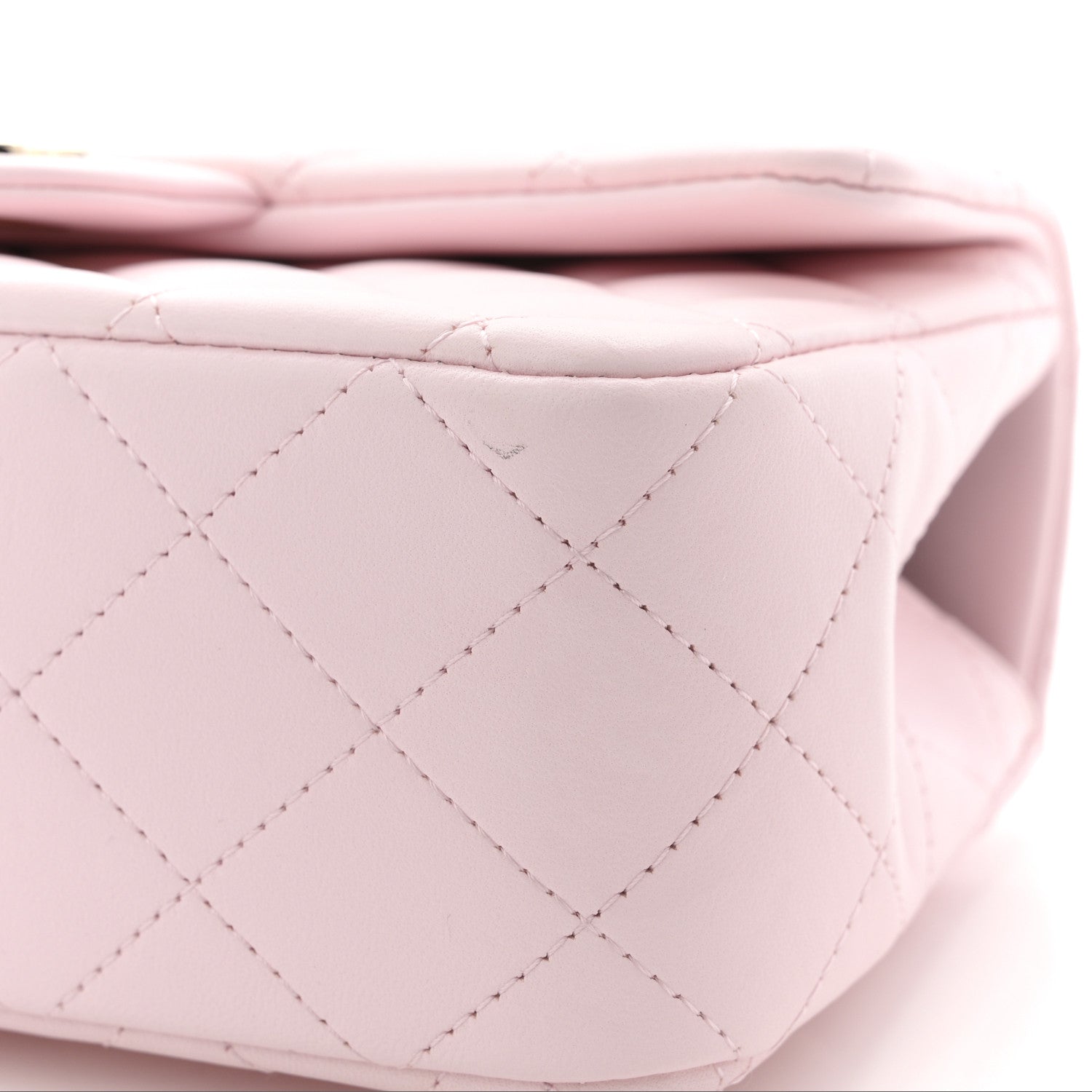 Lambskin Quilted Mini Top Handle Rectangular Flap Light Pink