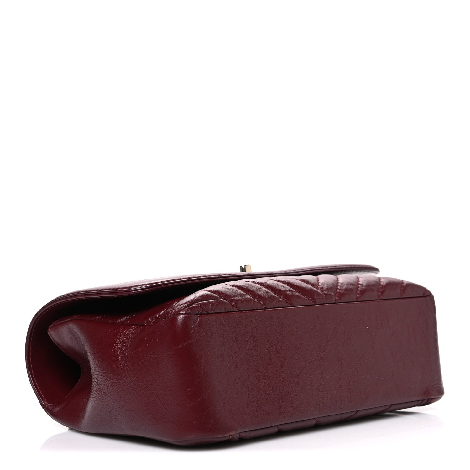 Calfskin Chevron Quilted Top Handle Flap Red