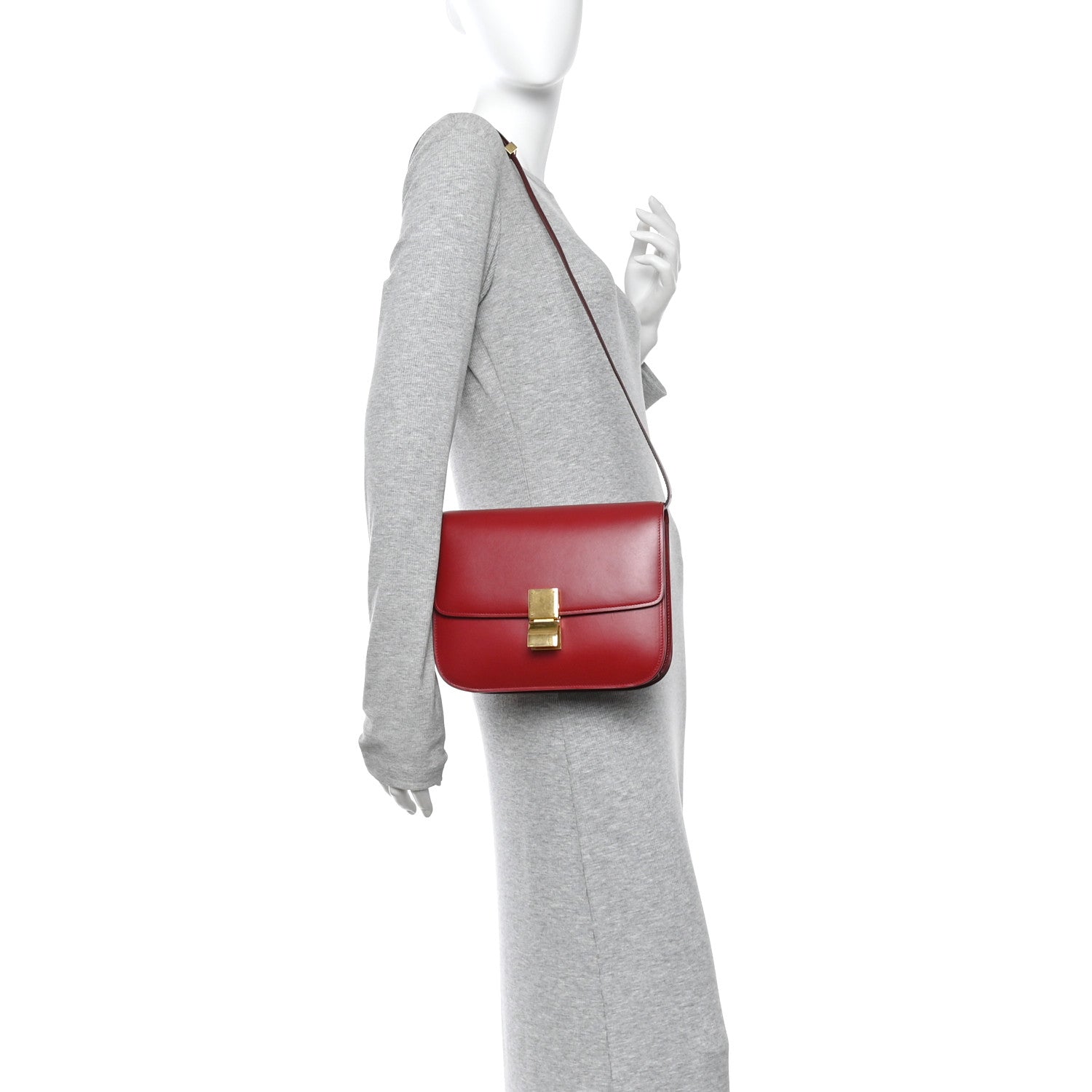 Box Calfskin Medium Classic Box Flap Bag Red