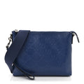 Calfskin GG Tennis Embossed Medium Wristlet Messenger Bag Intense Metal Blue
