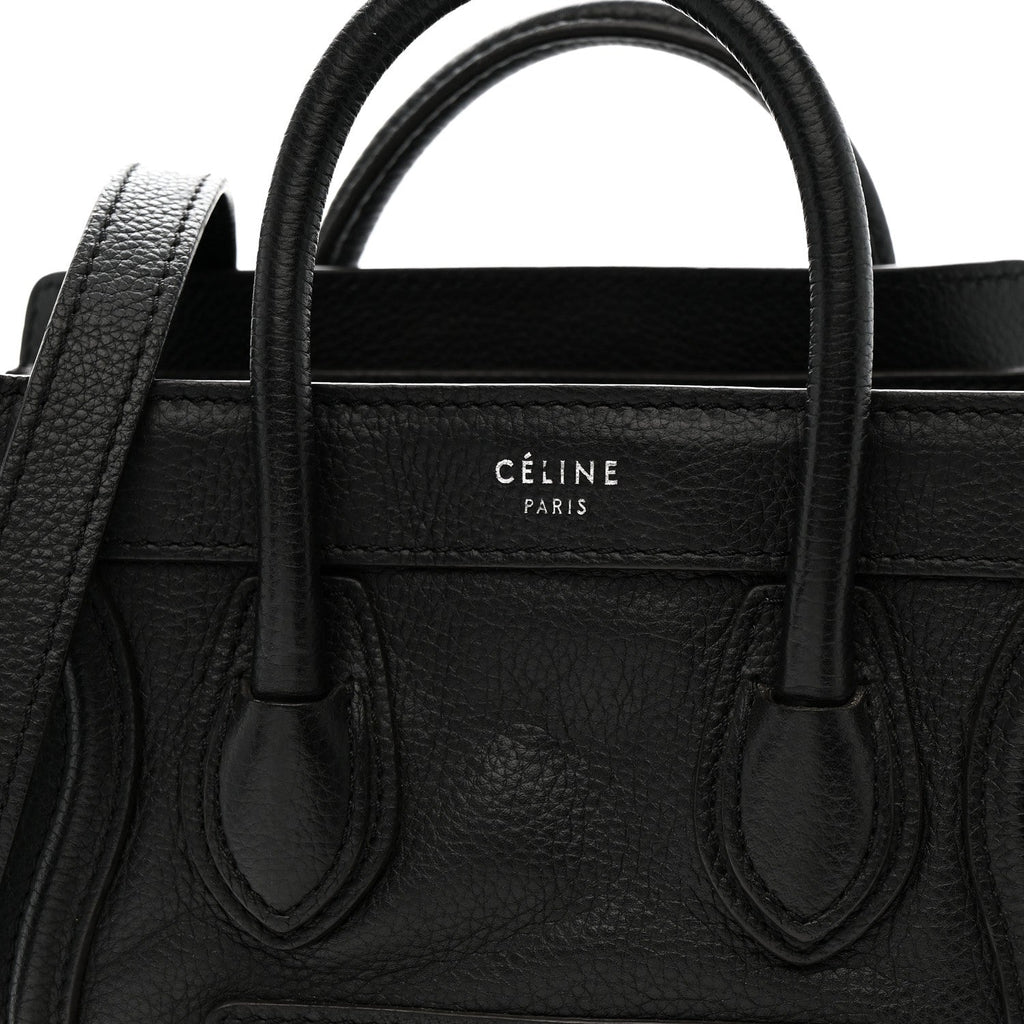 Drummed Calfskin Nano Luggage Black