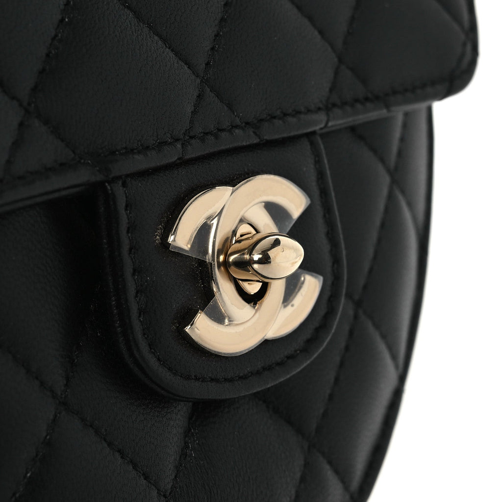 Lambskin Quilted CC In Love Heart Clutch With Chain Black