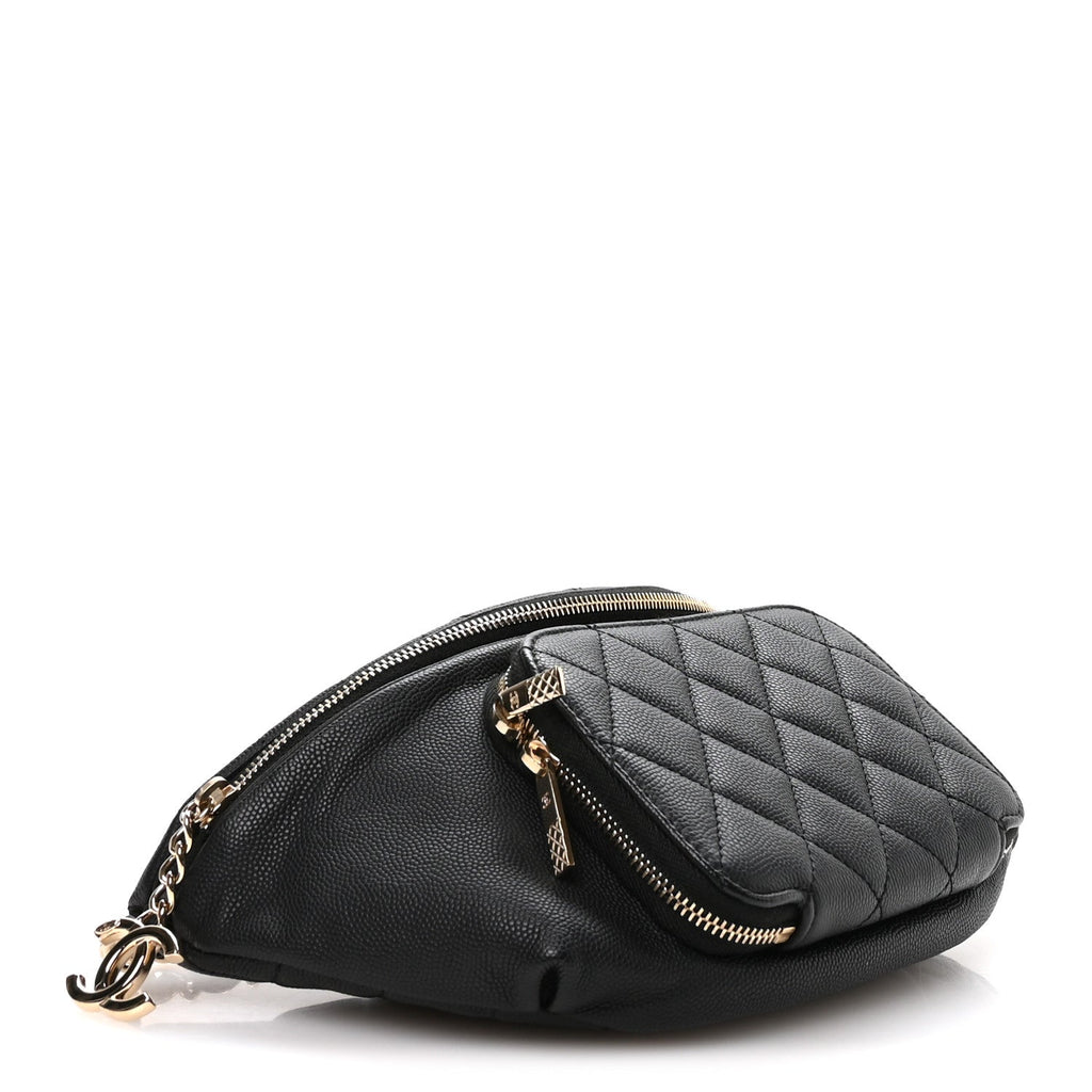 Caviar Quilted Business Affinity Waist Belt Bag Black