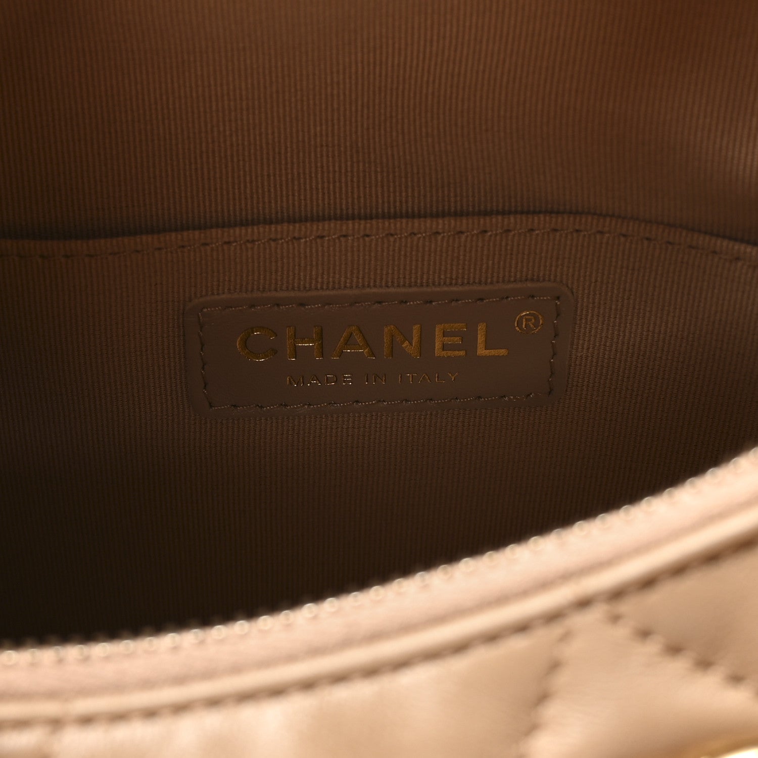 Lambskin Quilted Hobo Beige