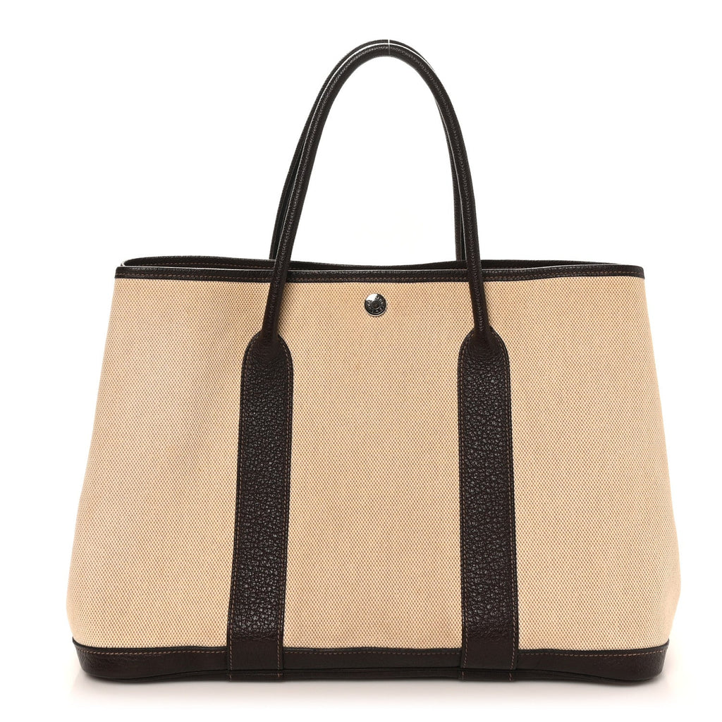 Toile Buffle Gala Garden Party Tote 36 MM Marron Fonce