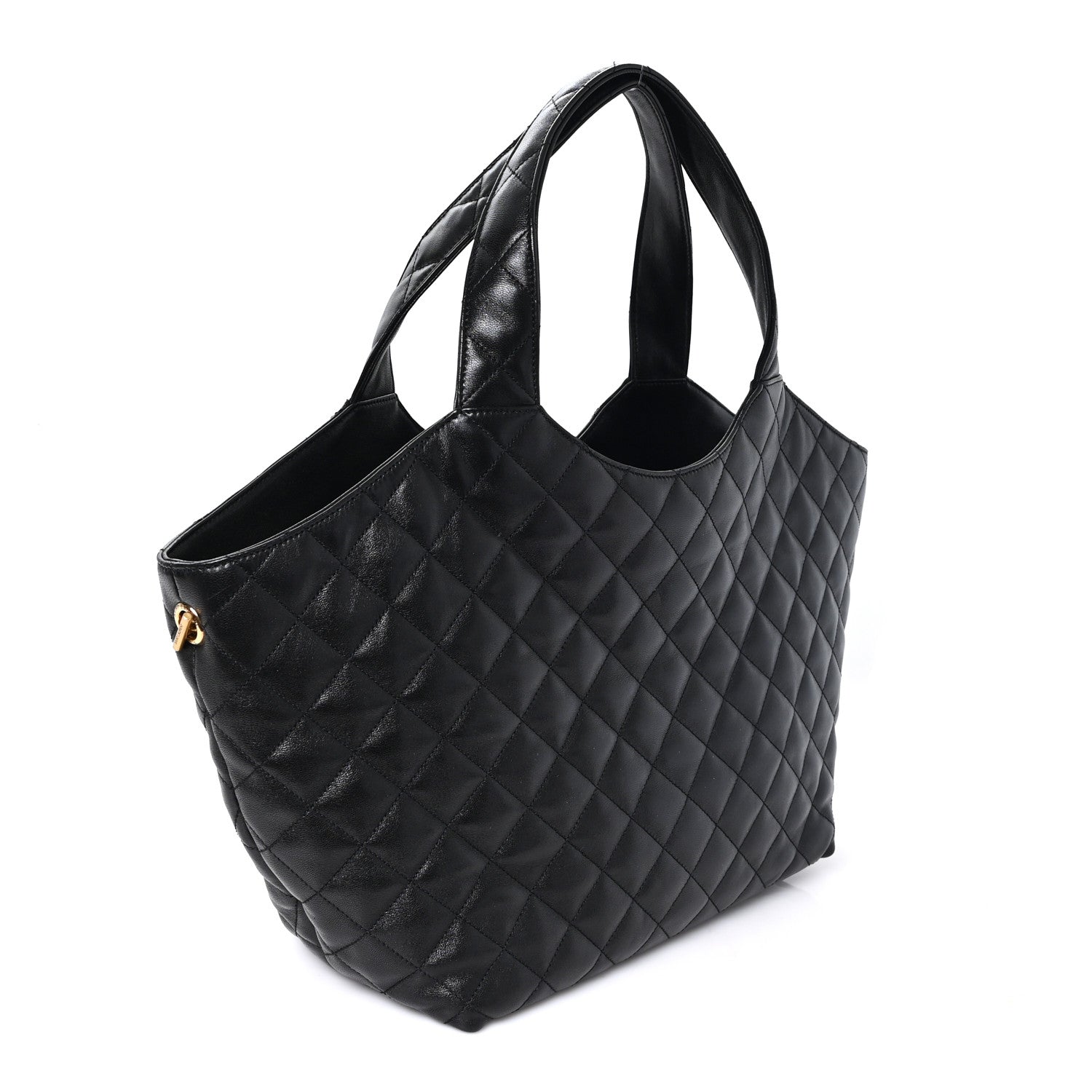 Lambskin Quilted Medium Icare Shopping Tote Black