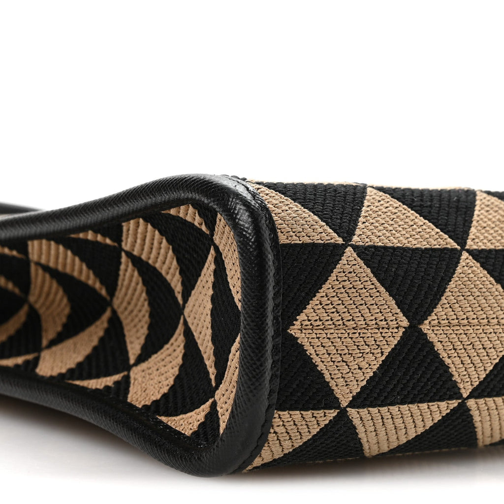 Jacquard Saffiano Triangolo Symbole Embroidered Mini Tote Black Corda