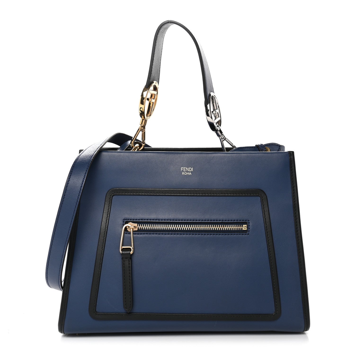 Vitello Century Opaco F is Fendi Bi-Color Small Runaway Satchel Blue Black