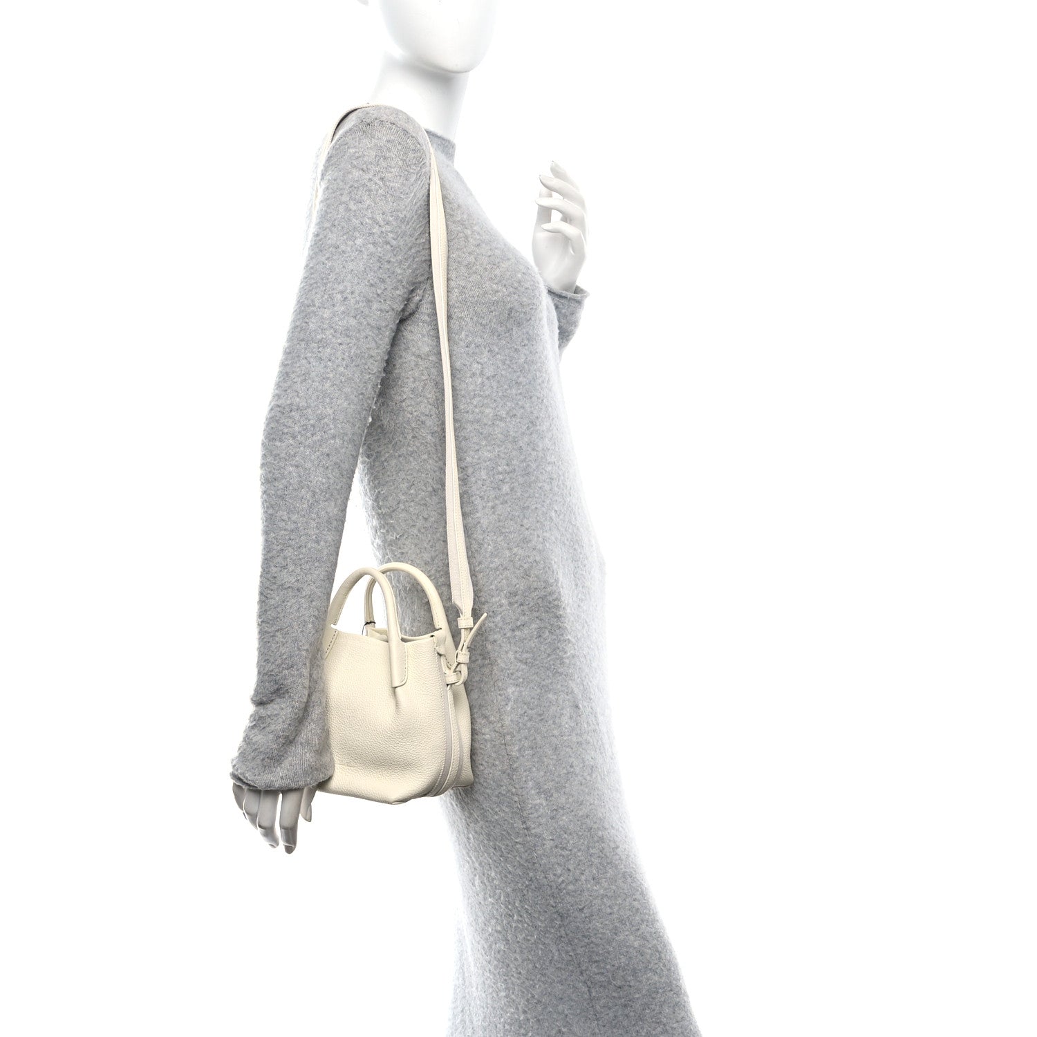 Grained Calfskin Micro Bale Bag Whisper White
