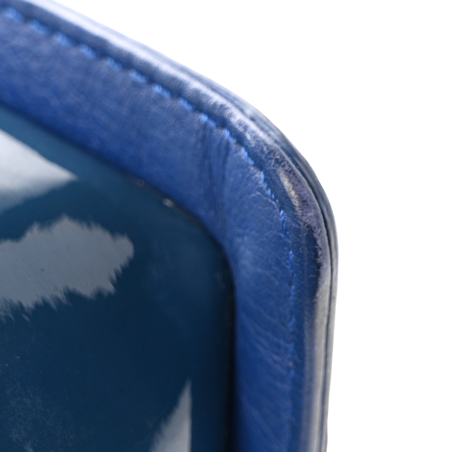 Patent Calfskin Quilted Medium Plexiglass Boy Flap Blue