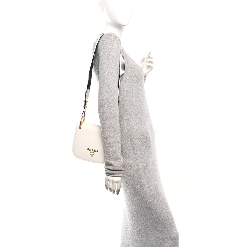 City Calf Striped Pionniere Saddle Bag White Black