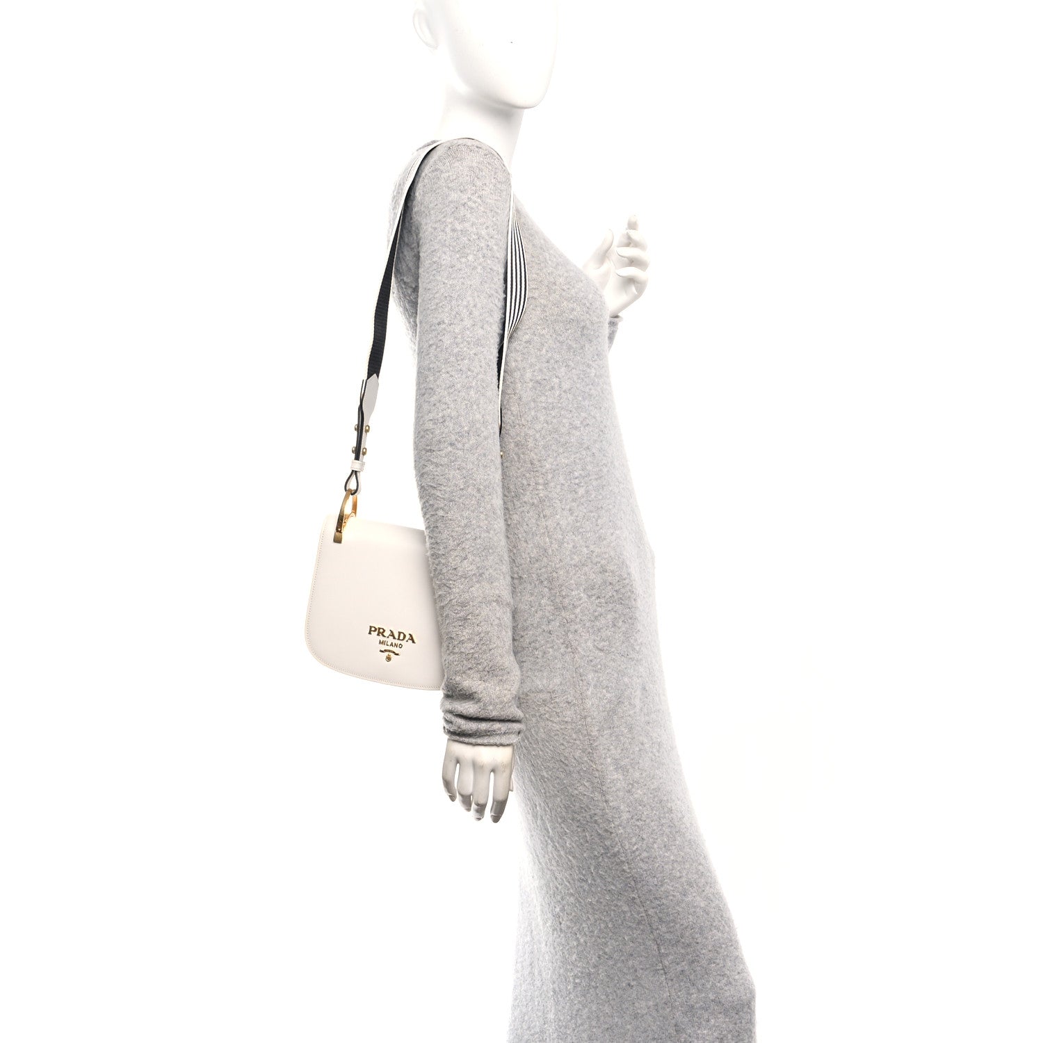 City Calf Striped Pionniere Saddle Bag White Black
