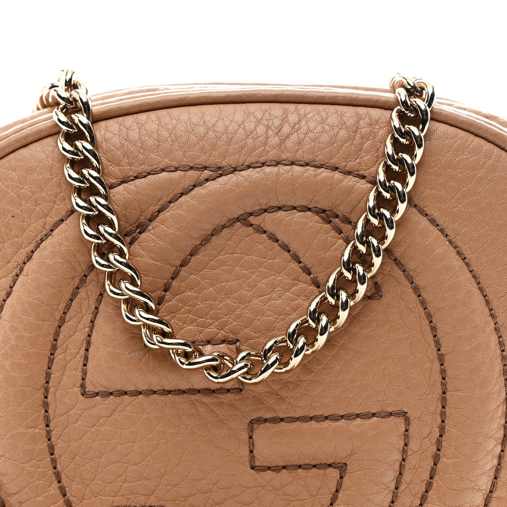 Pebbled Calfskin Mini Soho Chain Bag Camelia