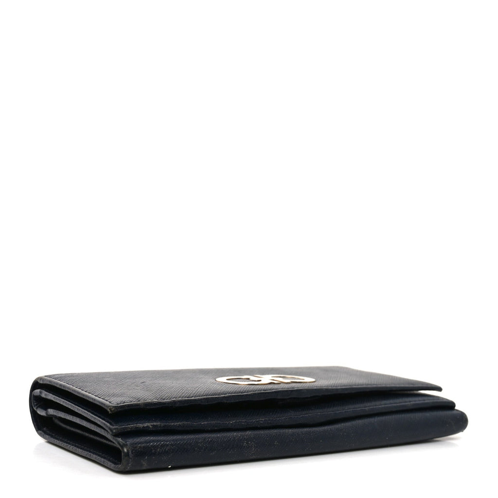 Hammered Calfskin Gancini Wallet Blue