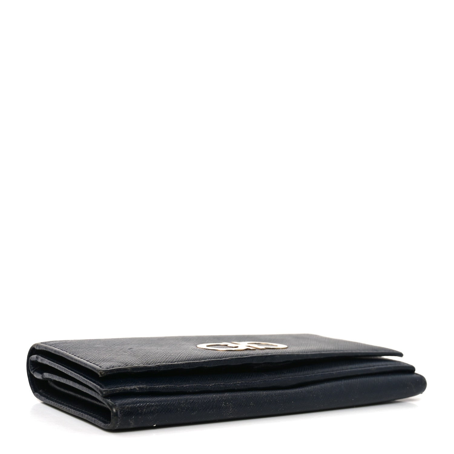 Hammered Calfskin Gancini Wallet Blue