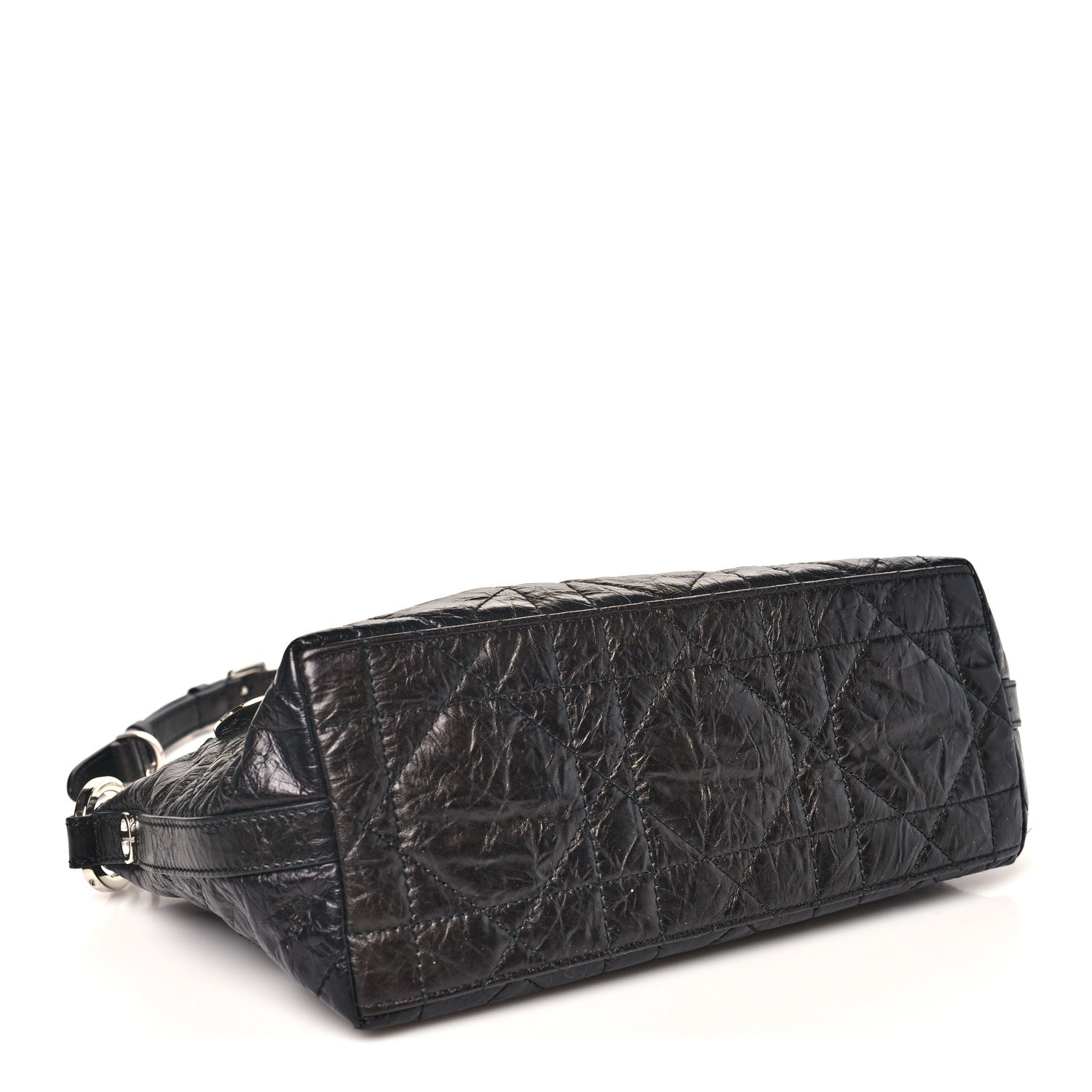 Crinkled Calfskin Macrocannage DiorStar Hobo Bag Black