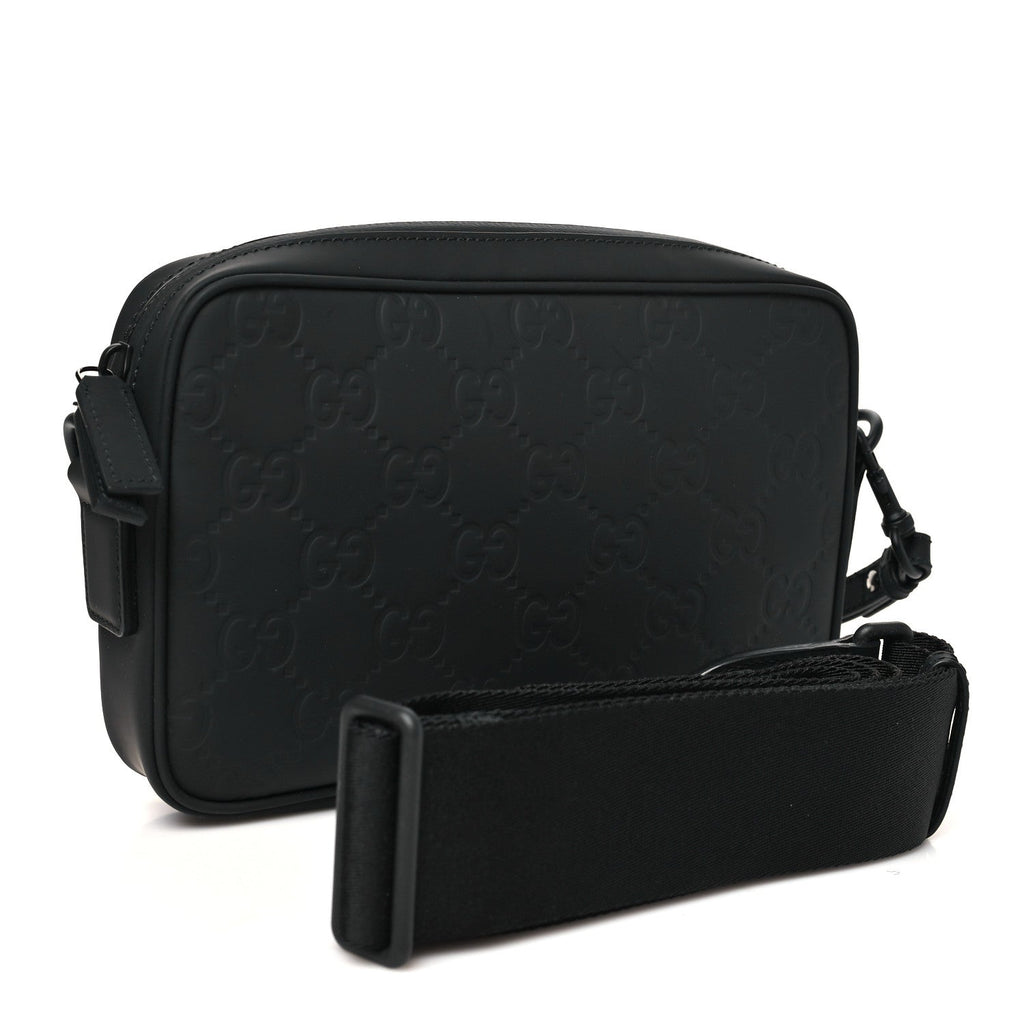 Rubber Effect Monogram GG Crossbody Bag Black