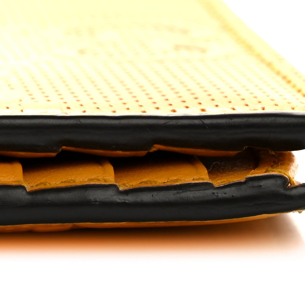 Calfskin GG Tennis Embossed Bi-Fold Wallet Yellow Tangerine