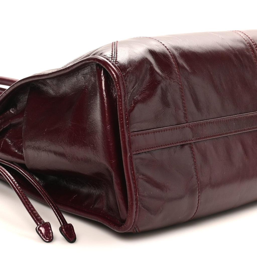 Glossy Calfskin Triangle Large Bonnie Shoulder Bag Bordeaux