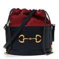 Azalea Sakai Be Green Calfskin Horsebit 1955 Drawstring Bucket Bag Blue New Cherry Red