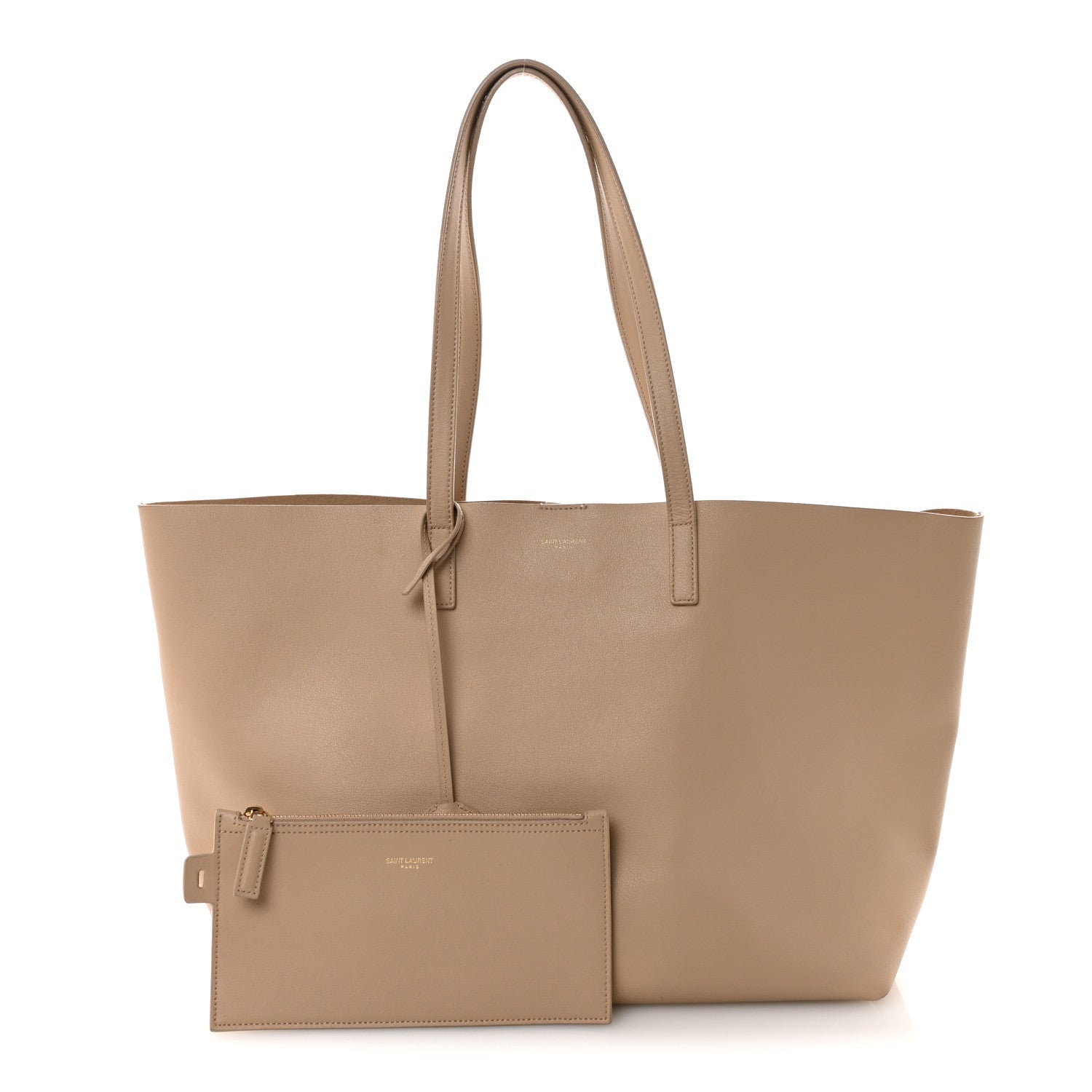 Calfskin Large Shopping Tote Dark Beige