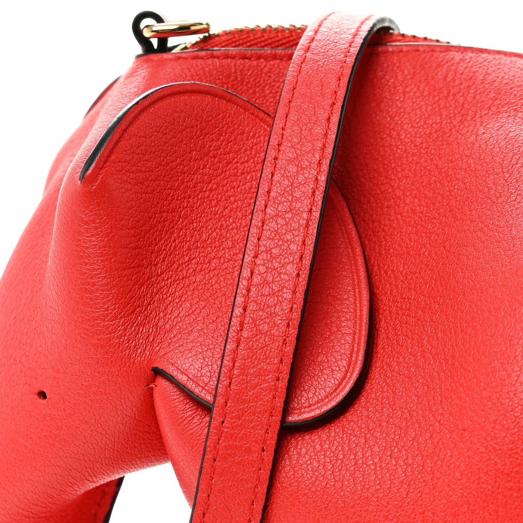 Calfskin Mini Elephant Crossbody Bag Scarlet Red