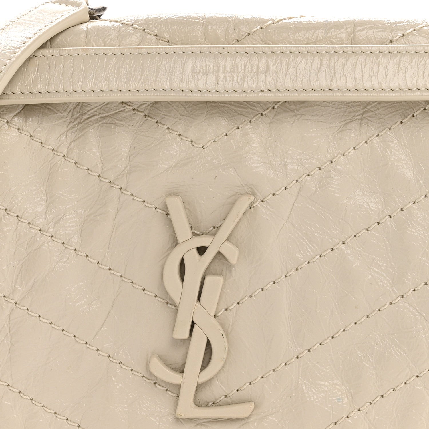 Crinkled Calfskin Matelasse Monogram Medium Niki Chain Satchel Crema Soft