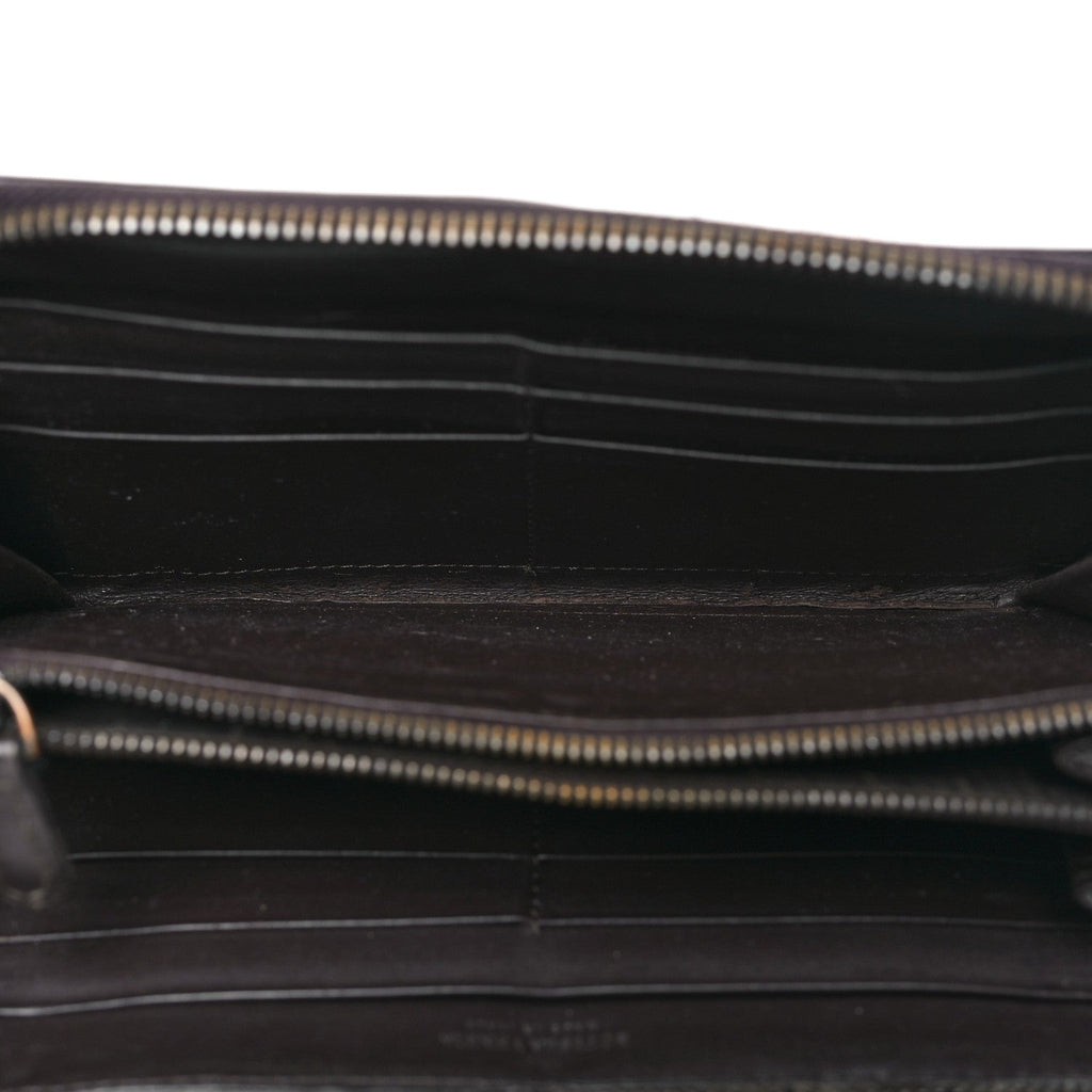 Nappa Intrecciato Zip Around Wallet Ebano