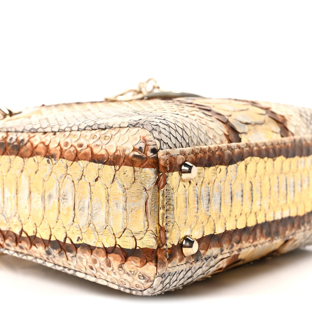 Snakeskin Mini Lady Dior Beige Gold