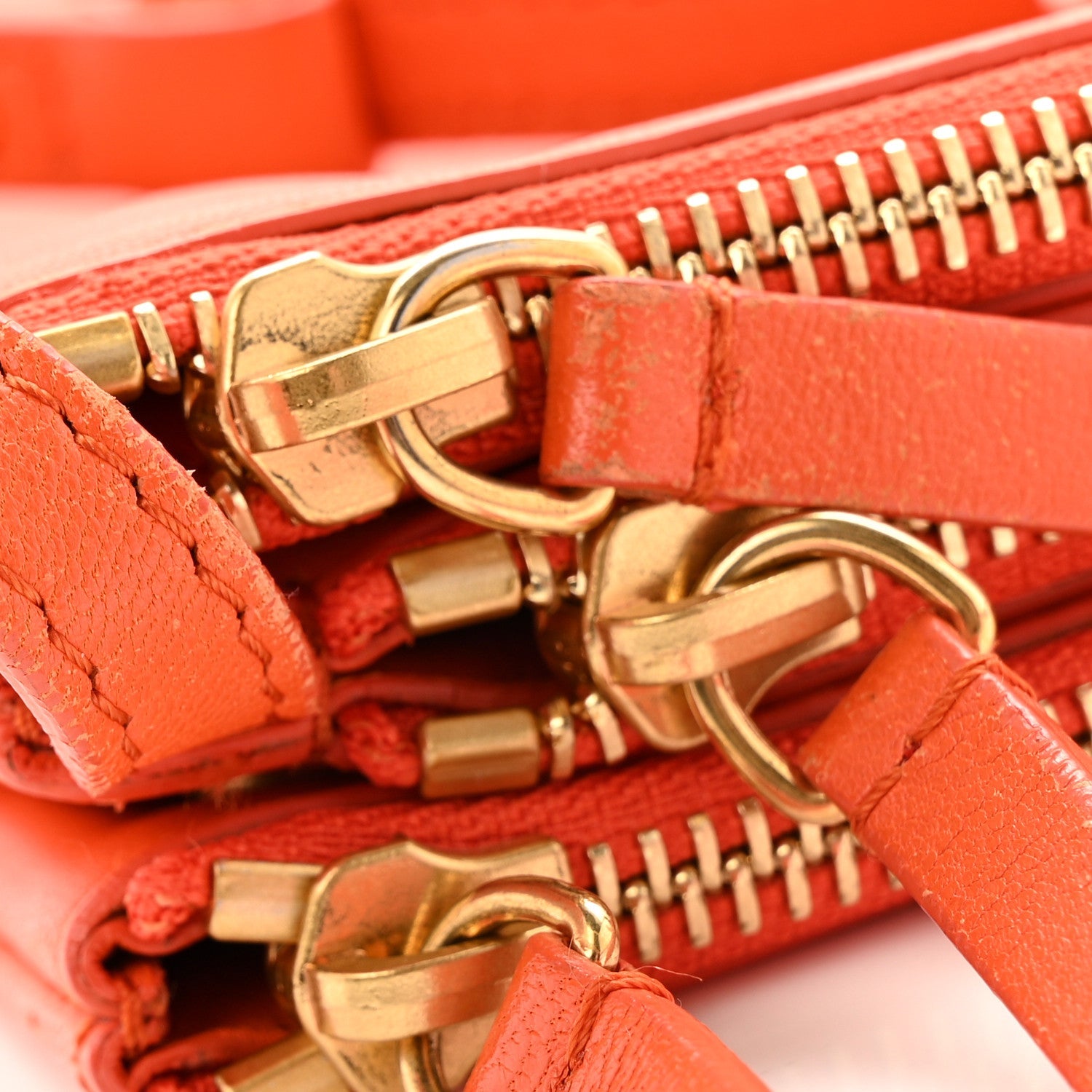 Lambskin Large Trio Crossbody Bag Orange