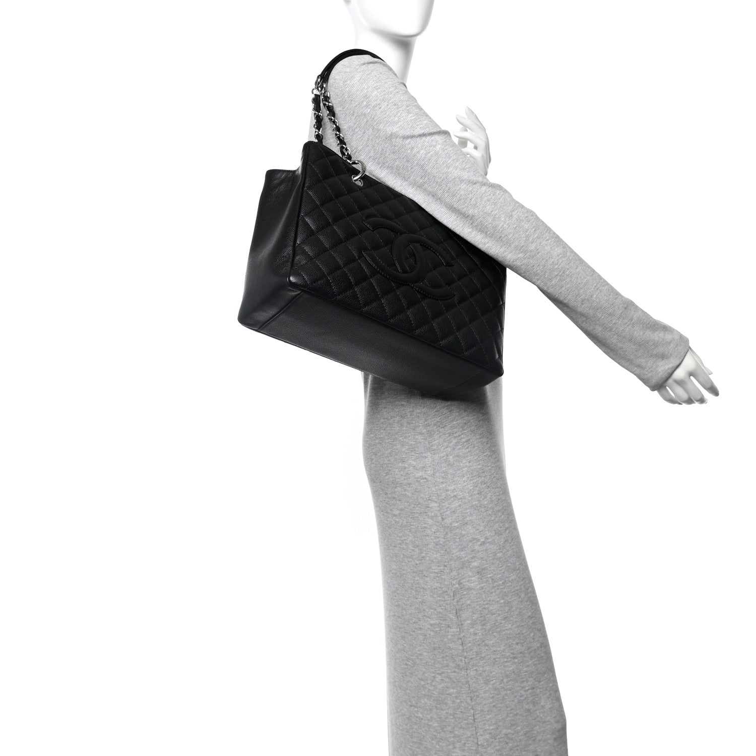 Caviar Quilted Grand Shopping Tote GST Black