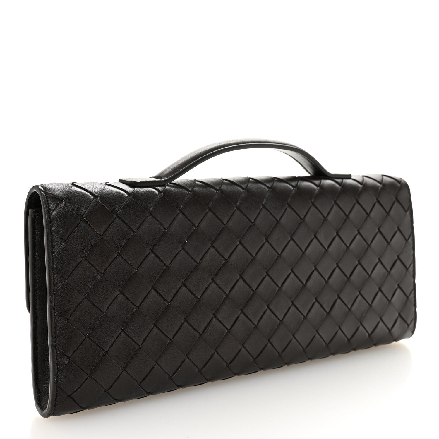 Nappa Intrecciato Long Andiamo Top Handle Clutch Fondant