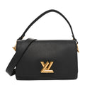 Calfskin Soft Twist Shoulder Bag Black