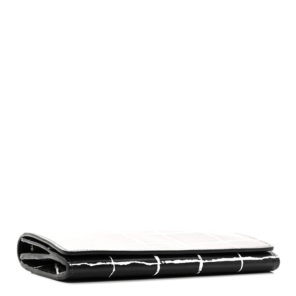 Saffiano Square Check Wallet Black White