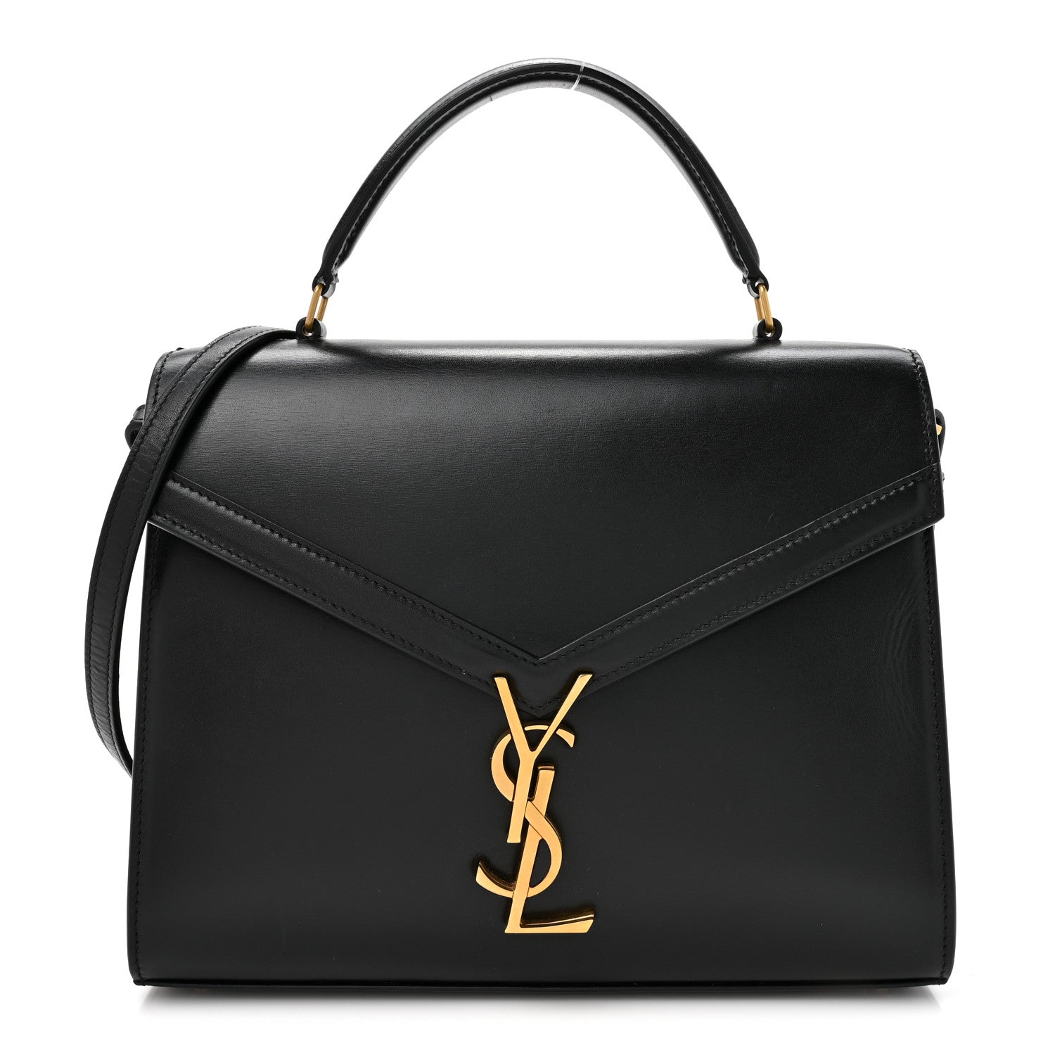 Smooth Calfskin Medium Classic Monogram Cassandra Top Handle Black