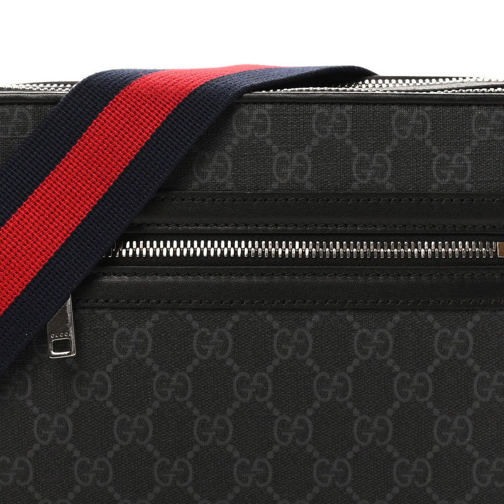 GG Supreme Monogram Web Small Shoulder Bag Black Grey