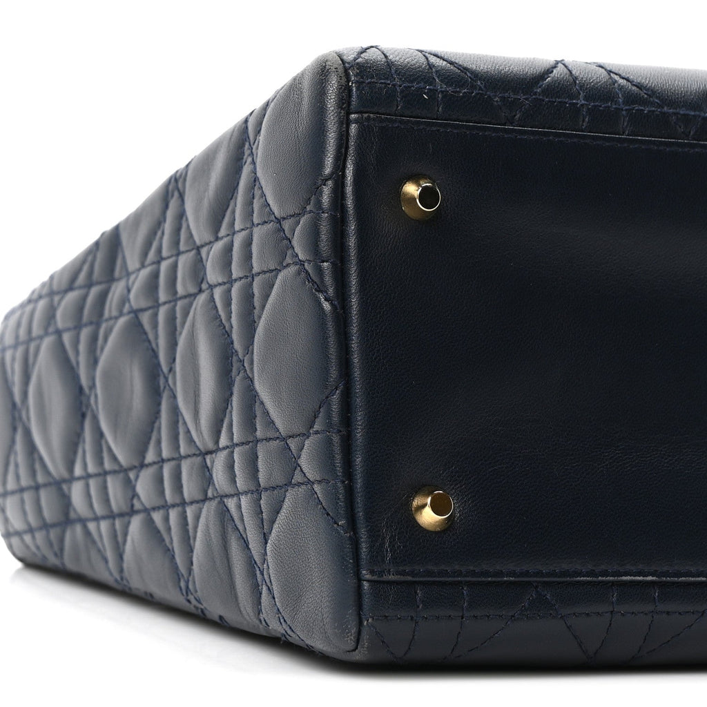 Lambskin Cannage Medium Lady Dior Navy Blue