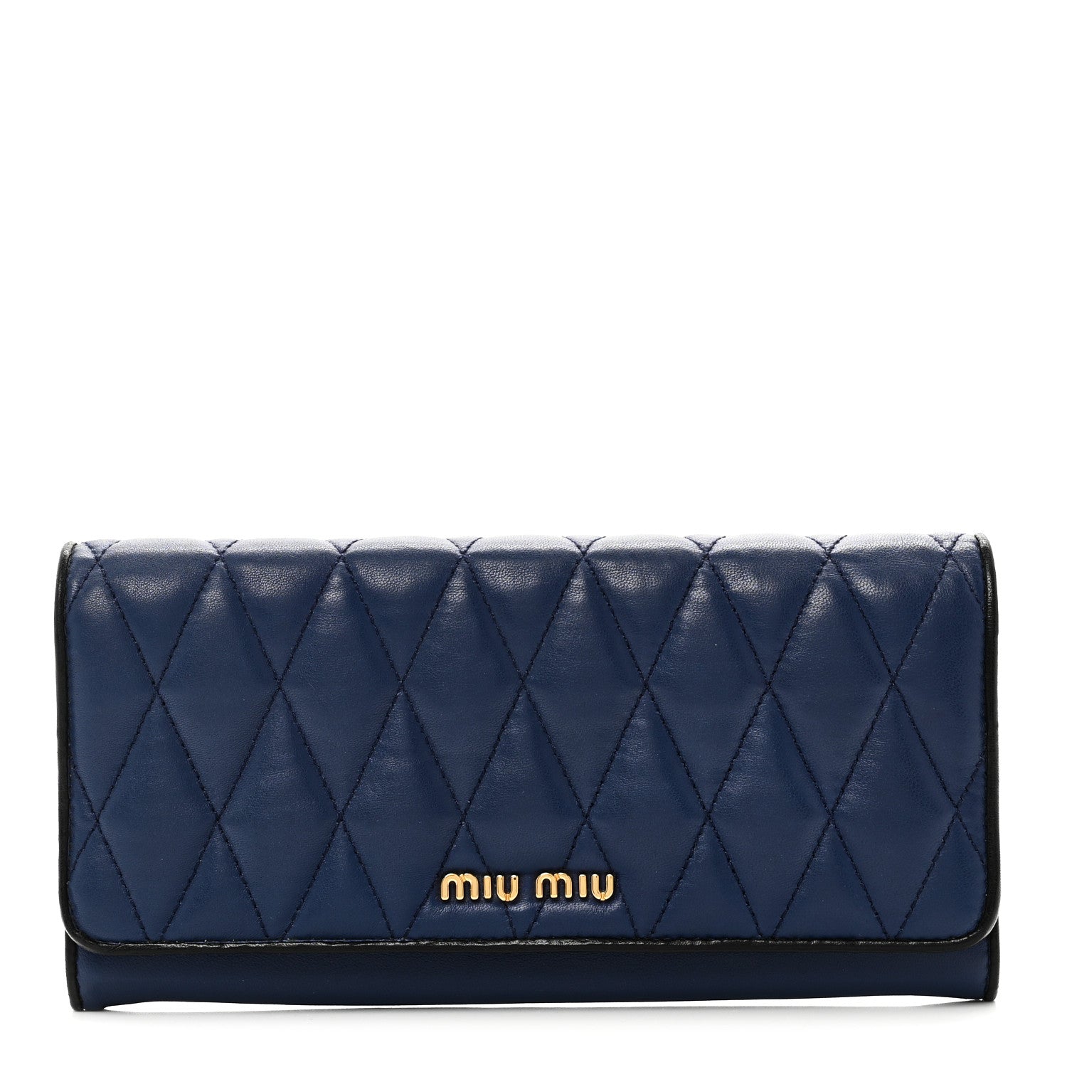 Nappa Quilted Flap Wallet Inchiostro