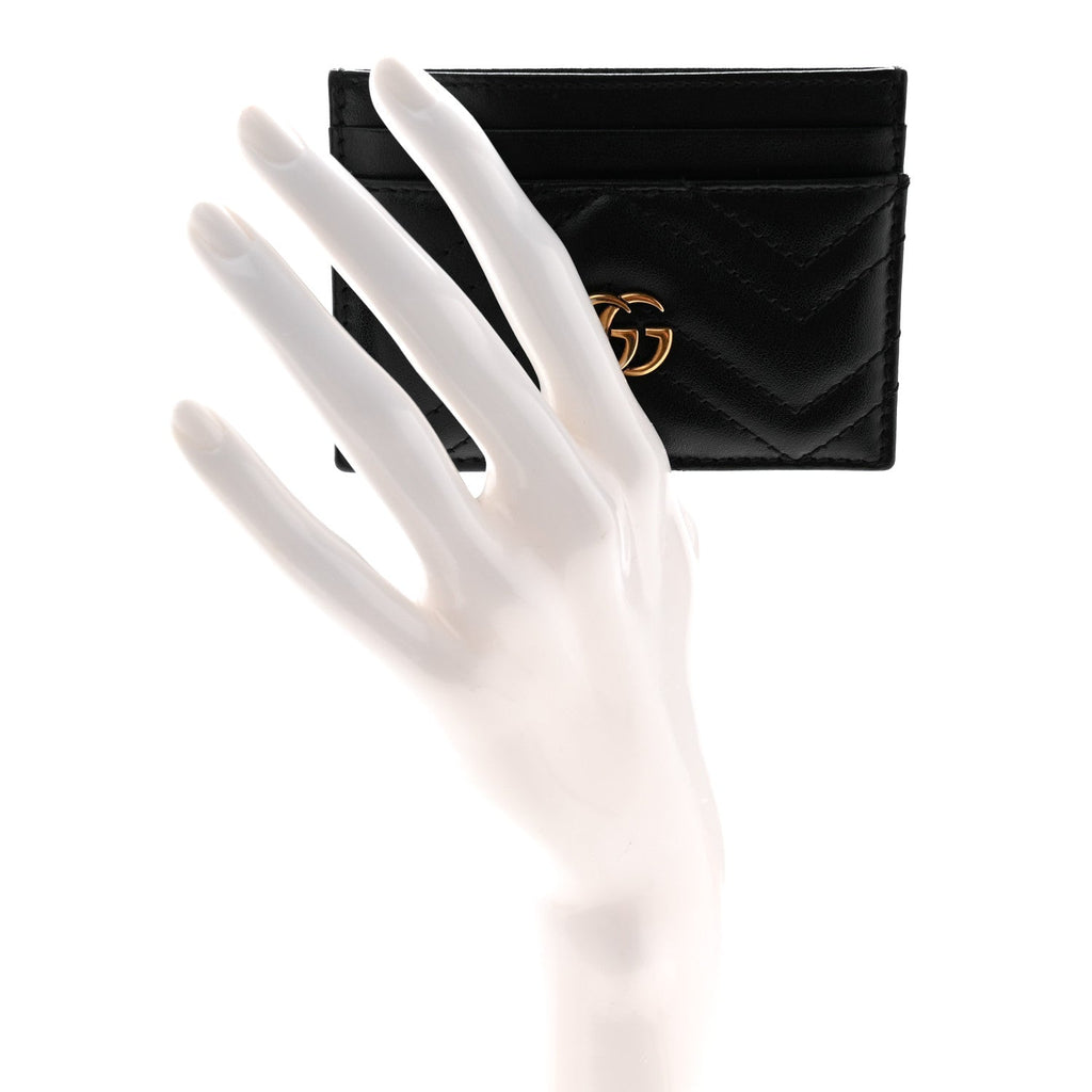 Calfskin Matelasse GG Marmont  Holder Black